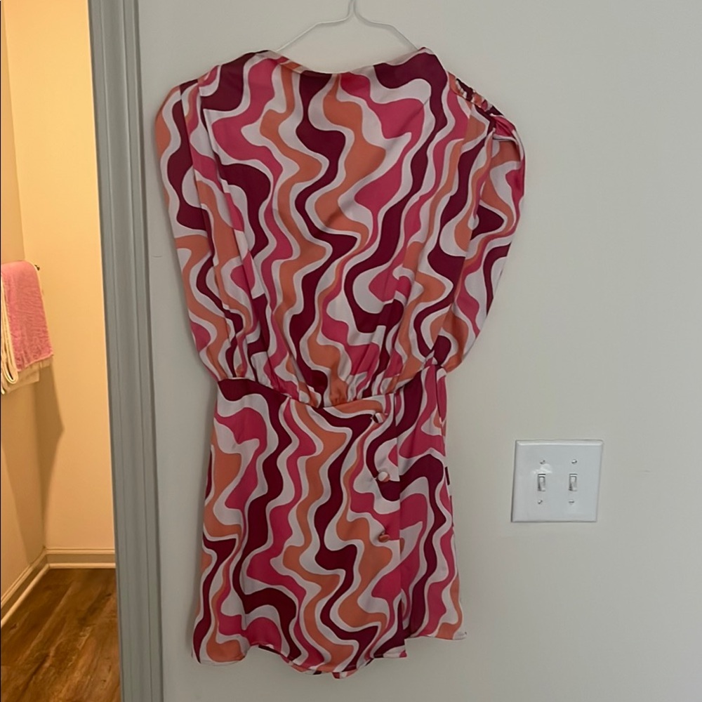 Karlie Asymmetrical Dress in Pink and Orange